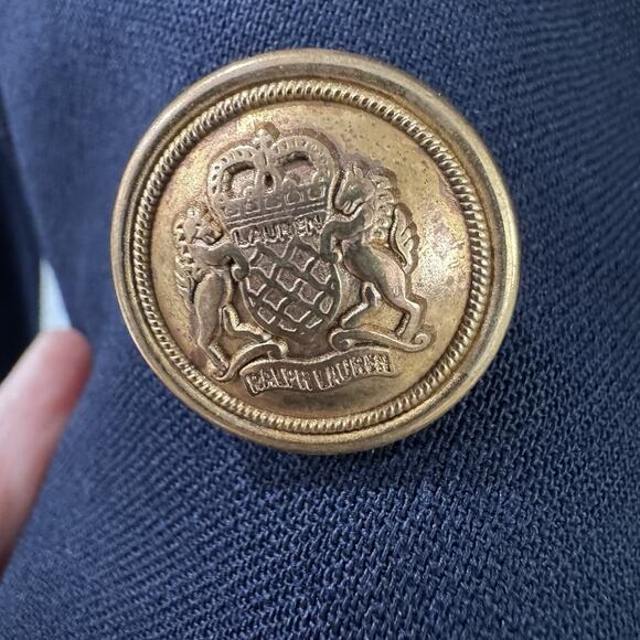 Vtg Ralph Lauren Polo Crested Logo 100% Worsted Wool Blazer, Sz 16 Made In USA - Picture 5 of 12